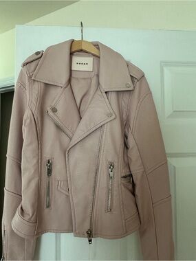 Brunello Cucinelli Blush Pink Leather Moto Jacket